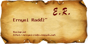 Ernyei Radó névjegykártya